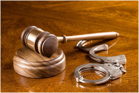 Gavel and handcuffs