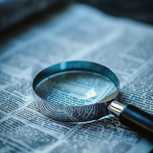 Magnifying glass over documents